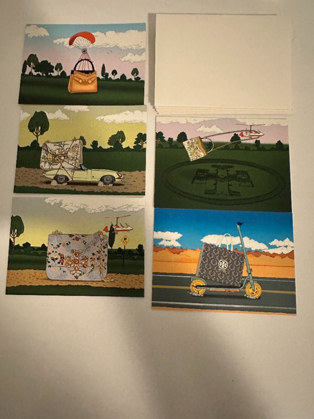 Tory Burch Mini Note Cards & Envelopes Set – Illustrated Handbag Design